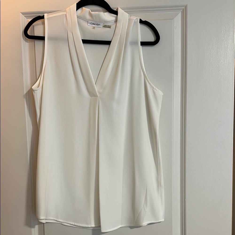 Calvin Klein White Sleeveless Top